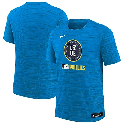 T-shirt Nike Aqua Philadelphia Phillies Authentic Collection City Connect Velocity Performance pour jeunes