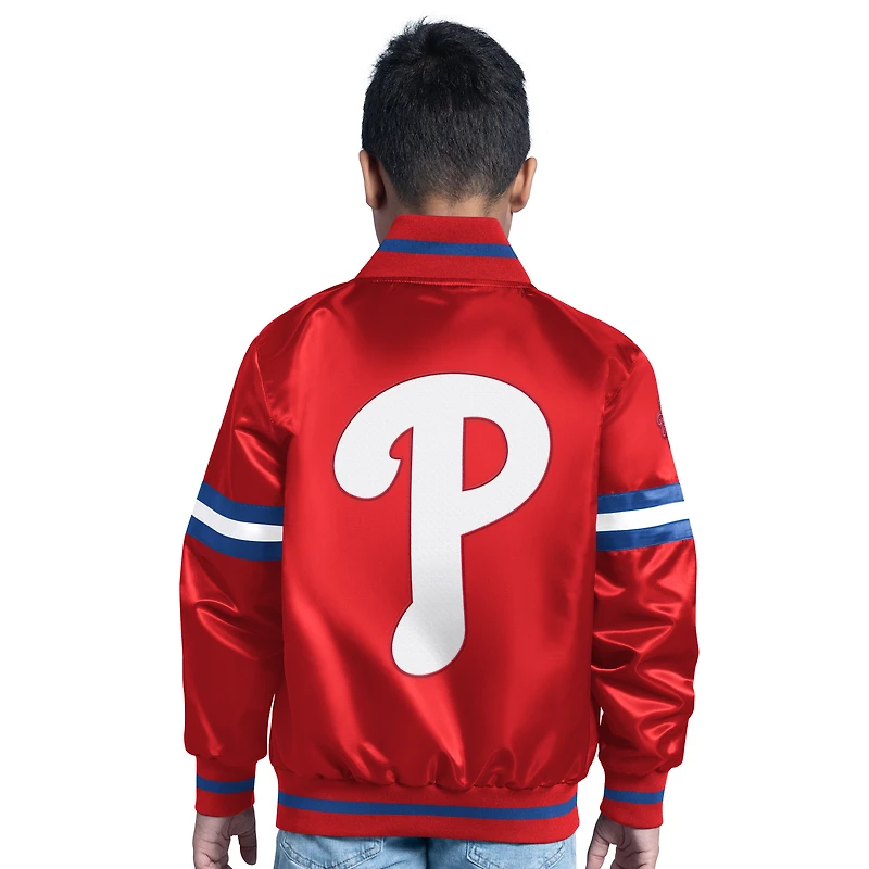 Youth Starter Red Philadelphia Phillies Scrimmage Full-Snap Varsity Jacket