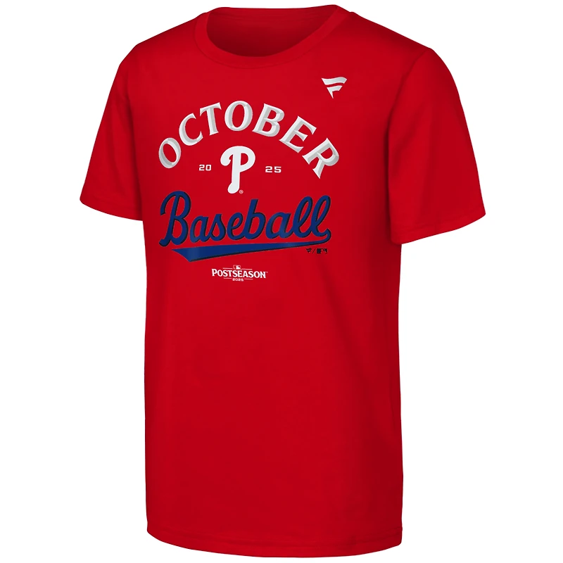 Youth Fanatics Red Philadelphia Phillies 2025 MLB Postseason Locker Room T-Shirt