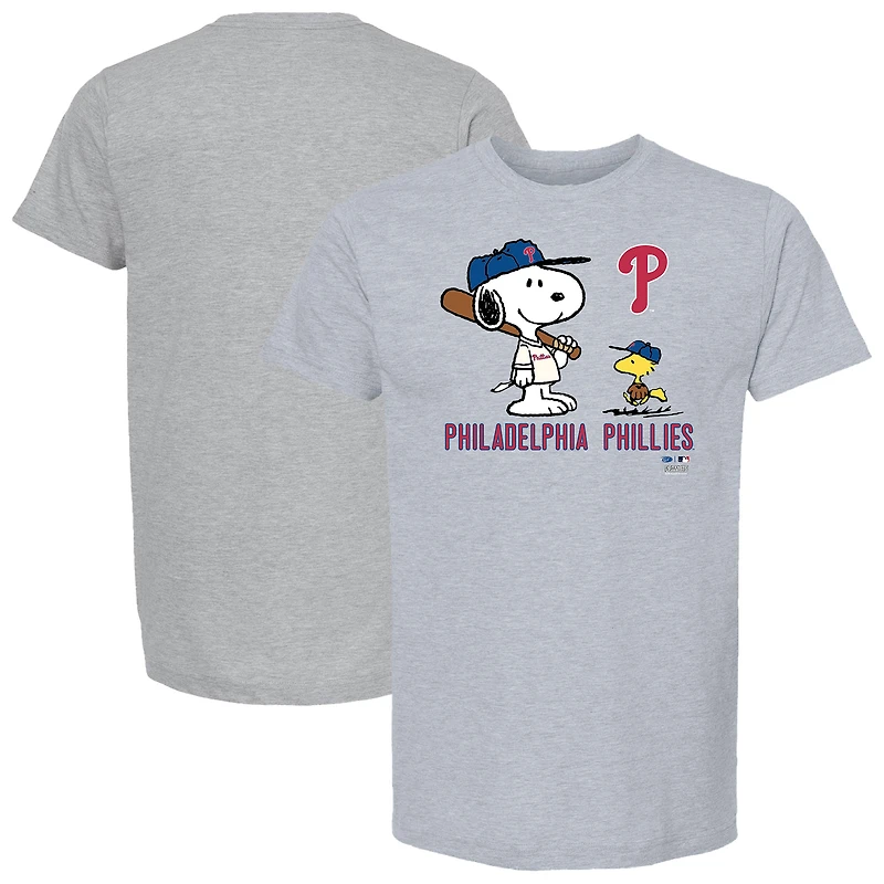 T-shirt Snoopy Peanuts des Phillies de Philadelphie pour enfants, gris chiné