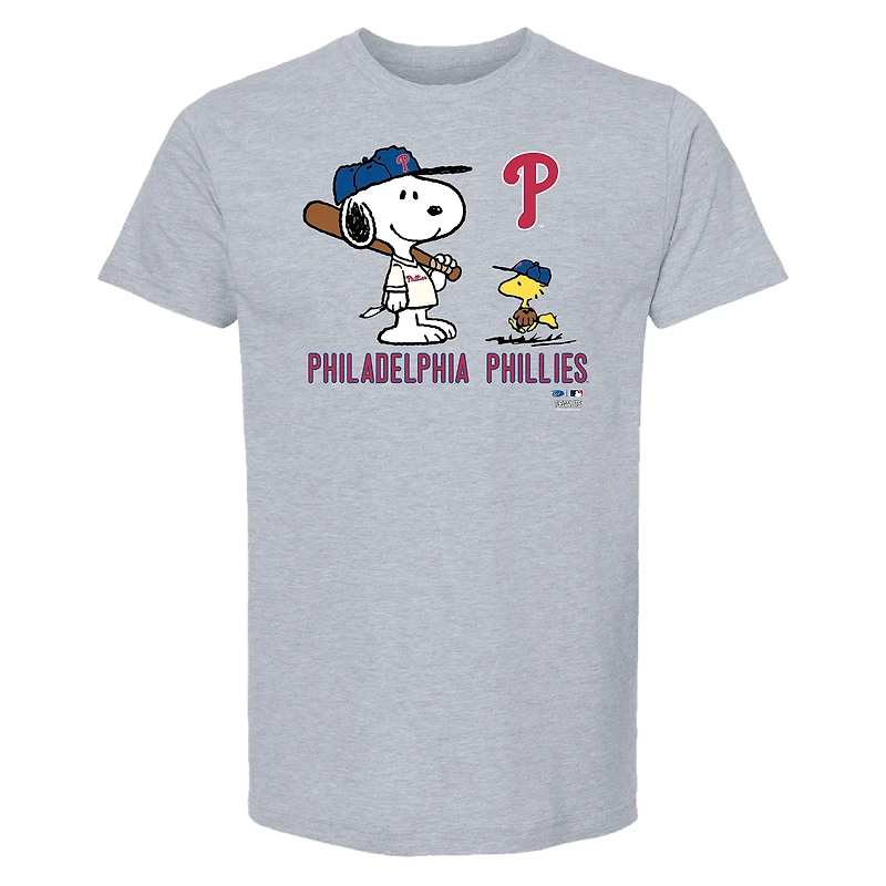 T-shirt Snoopy Peanuts des Phillies de Philadelphie pour enfants, gris chiné
