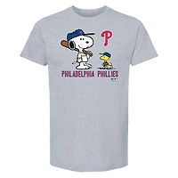 T-shirt Snoopy Peanuts des Phillies de Philadelphie pour enfants, gris chiné