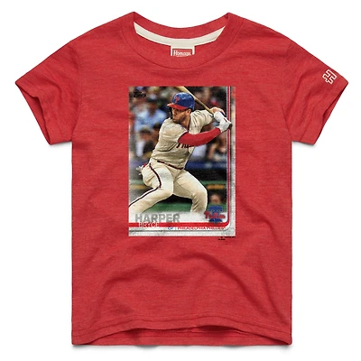 Youth Homage Bryce Harper Red Philadelphia Phillies Topps Baseball Card Tri-Blend T-Shirt