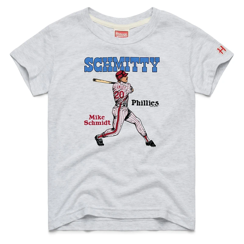 Youth Homage Mike Schmidt Ash Philadelphia Phillies Cooperstown Collection Player Graphic Tri-Blend T-Shirt