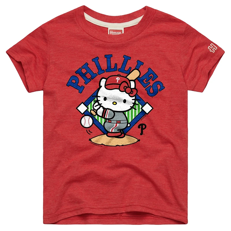 Youth Homage  Red Philadelphia Phillies Hello Kitty x MLB Tri-Blend T-Shirt
