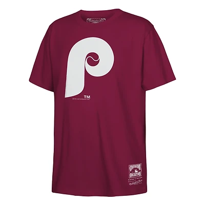 T-shirt Mitchell & Ness bordeaux pour enfant, logo rétro des Phillies de Philadelphie