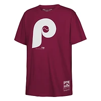 T-shirt Mitchell & Ness bordeaux pour enfant, logo rétro des Phillies de Philadelphie