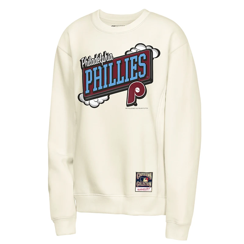 Youth Mitchell & Ness Natural Philadelphia Phillies Retro Billboard Sweatshirt