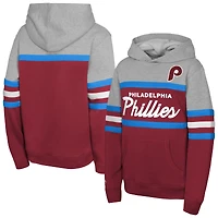Youth Mitchell & Ness Red/Grey Philadelphia Phillies Cooperstown Head Coach Pullover Hoodie