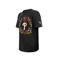 T-shirt noir Día de los Muertos des Phillies Philadelphie New Era pour jeunes