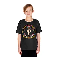 Youth New Era Black Philadelphia Phillies Día de los Muertos T-Shirt