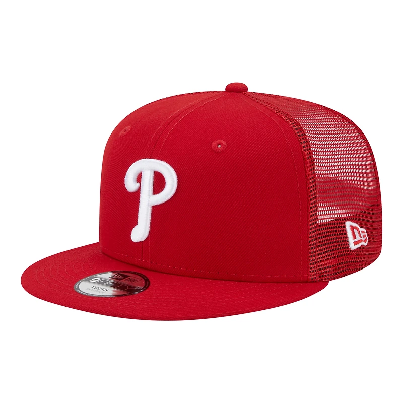 Casquette trucker New Era rouge Philadelphia Phillies 9FIFTY pour jeunes