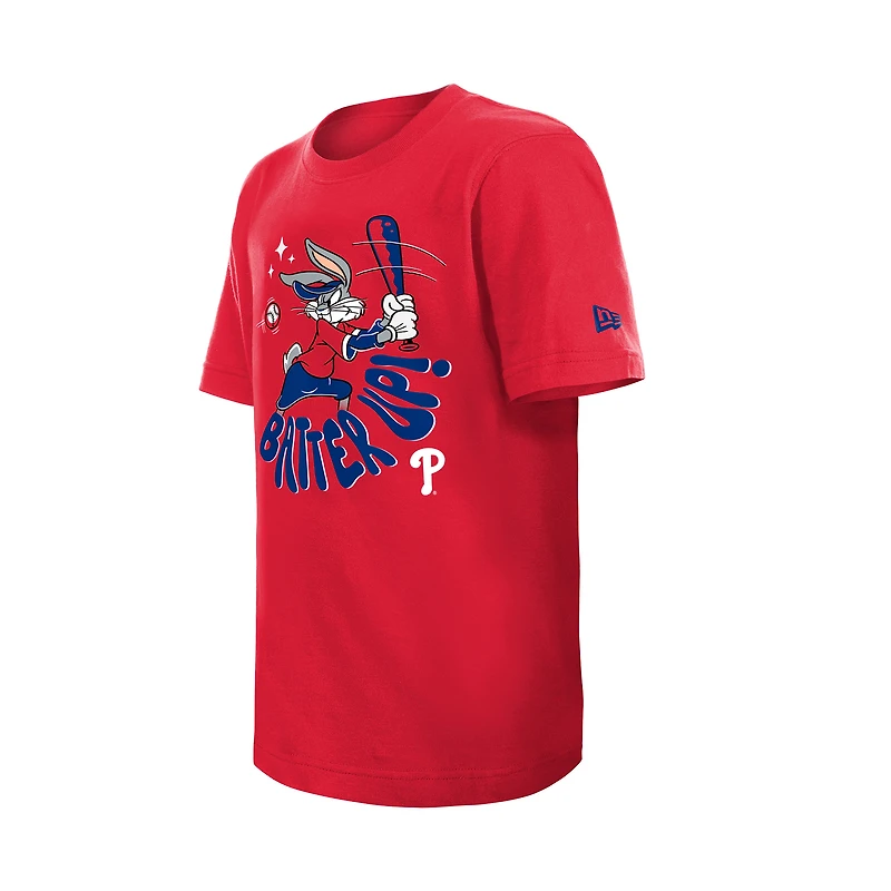 T-shirt New Era rouge Looney Tunes pour jeunes des Phillies de Philadelphie