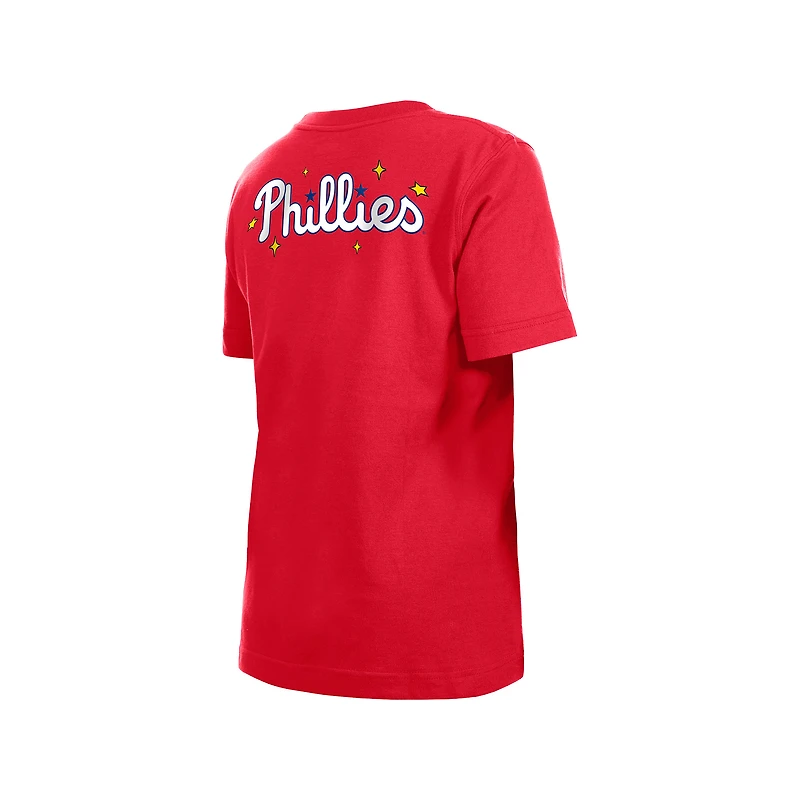 T-shirt rouge New Era pour jeunes avec étoiles et casquette des Philadelphia Phillies