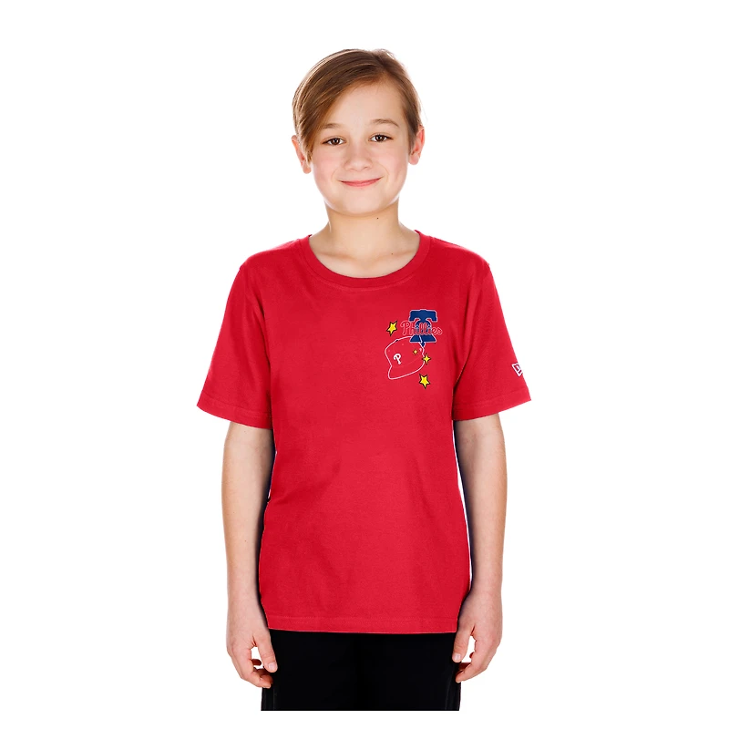 Youth New Era Red Philadelphia Phillies Stars & Cap T-Shirt