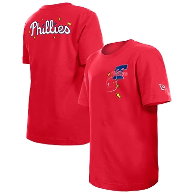 T-shirt rouge New Era pour jeunes avec étoiles et casquette des Philadelphia Phillies