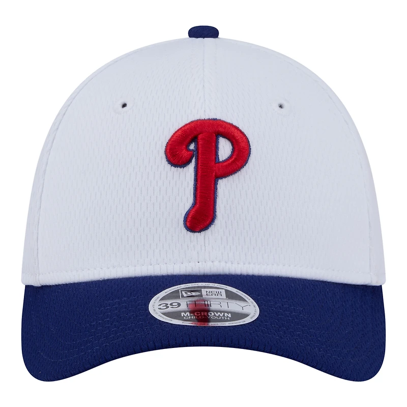 Youth New Era  White/Red Philadelphia Phillies Baseball 39THIRTY M-Crown Flex Hat