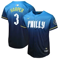 Maillot de joueur Nike Bryce Harper pour jeune des Phillies Philadelphie 2024 City Connect Limited, bleu