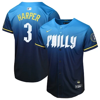Maillot de joueur Nike Bryce Harper pour jeune des Phillies Philadelphie 2024 City Connect Limited, bleu
