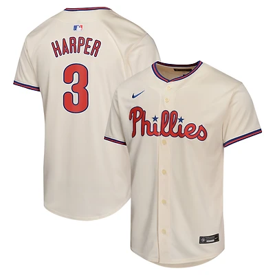 Maillot de joueur alternatif limité Nike Bryce Harper pour jeunes des Phillies Philadelphie, crème