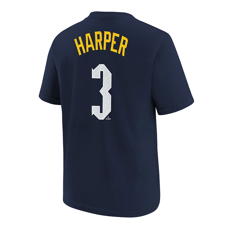 T-shirt Nike Bryce Harper pour jeunes des Phillies de Philadelphie Fuse City Connect avec nom et numéro, bleu marine