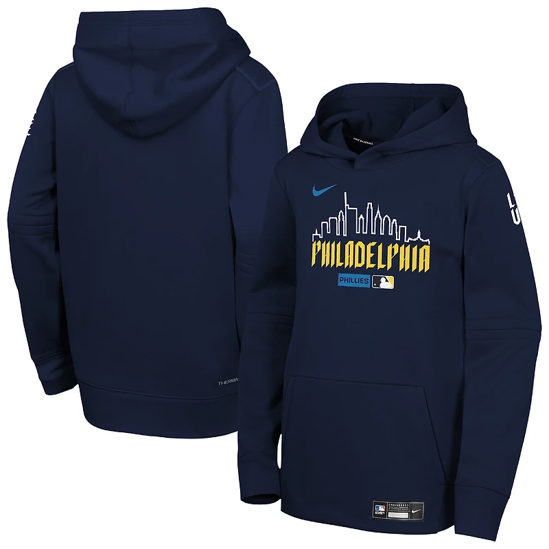 Sweat à capuche Nike City Connect Therma-FIT bleu marine Philadelphia Phillies Authentic Collection pour jeunes