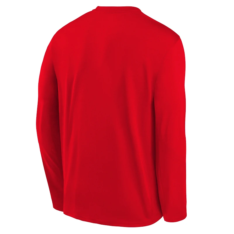 T-shirt Nike rouge à manches longues pour jeunes Philadelphia Phillies Authentic Collection Legend Performance