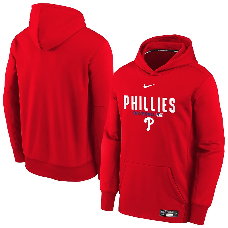 Sweat à capuche Nike Therma-FIT Authentic Collection rouge Philadelphia Phillies pour enfant