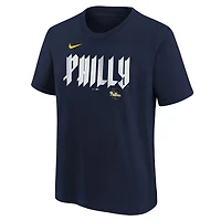 T-shirt Nike Trea Turner bleu marine pour jeune, Philadelphia Phillies Fuse City Connect, avec nom et numéro