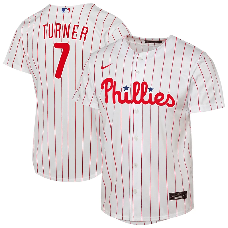 Maillot de joueur Nike Trea Turner blanc pour jeunes Philadelphia Phillies Home Replica 2.0