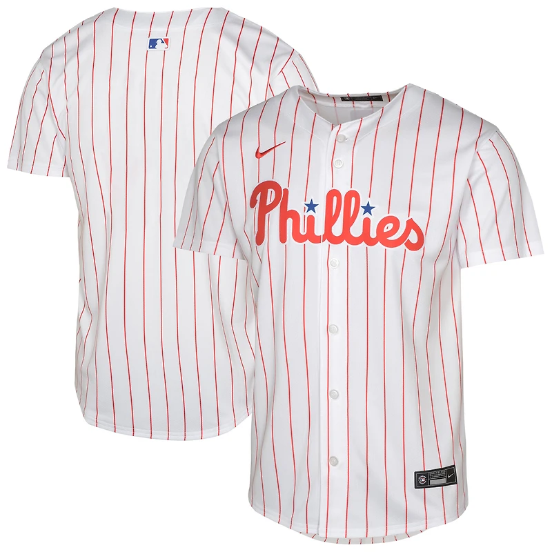 Maillot de baseball Nike blanc à domicile des Philadelphia Phillies pour jeunes