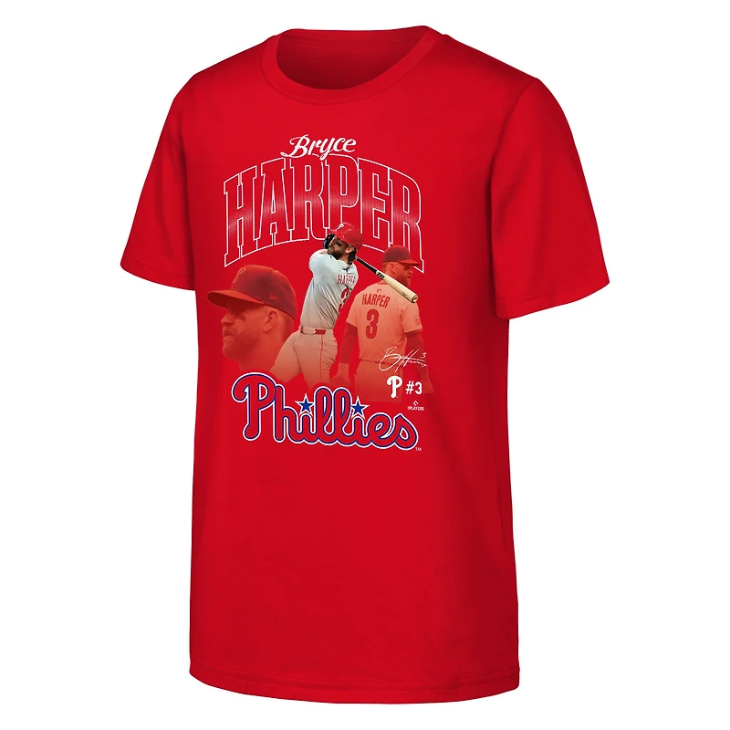 Youth Outerstuff Bryce Harper Red Philadelphia Phillies Triple Player Graphic T-Shirt