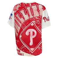Youth Outerstuff Cream Philadelphia Phillies Big League Top Player Bold All-Over-Print T-Shirt
