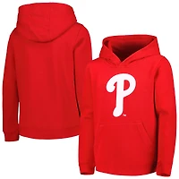Sweat à capuche rouge enfiler avec logo principal de l'équipe des Phillies Philadelphie pour jeune