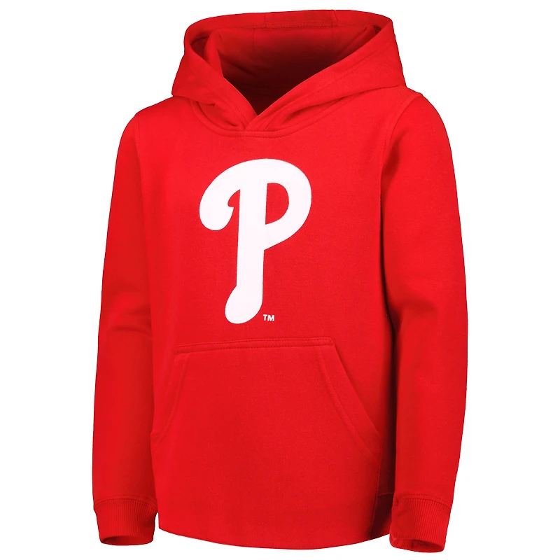 Sweat à capuche rouge enfiler avec logo principal de l'équipe des Phillies Philadelphie pour jeune