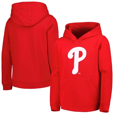 Sweat à capuche rouge enfiler avec logo principal de l'équipe des Phillies Philadelphie pour jeune
