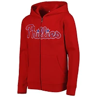 Chandail à capuchon en molleton glissière pleine longueur pour jeune des Phillies de Philadelphie rouge