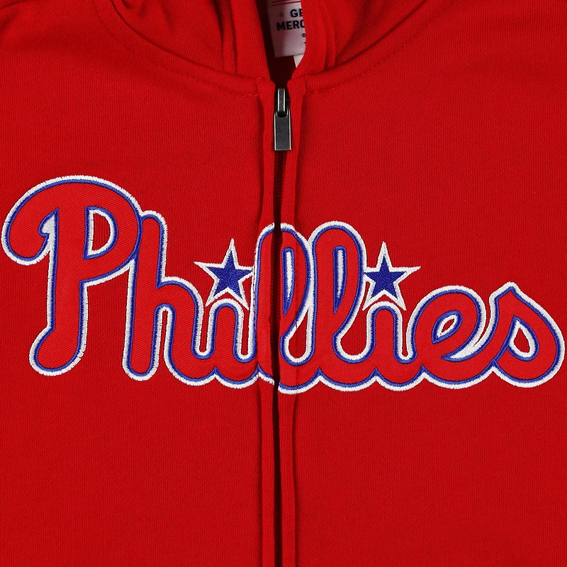 Chandail à capuchon en molleton glissière pleine longueur pour jeune des Phillies de Philadelphie rouge