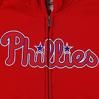 Chandail à capuchon en molleton glissière pleine longueur pour jeune des Phillies de Philadelphie rouge