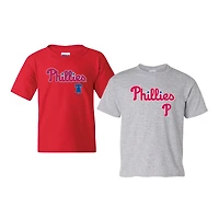 Youth Soft as a Grape  Red/Heather Gray Philadelphia Phillies 2-Pack Logo T-Shirt Set