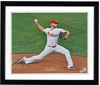 Photo de lanceur des Phillies de Philadelphie, autographiée, format 16" x 20", rayures.