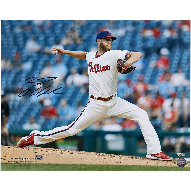 Photo de lanceur autographiée de Zack Wheeler, joueur des Phillies de Philadelphie (16" x 20")