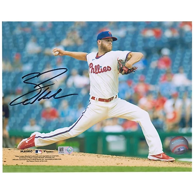 Photo de lanceur autographiée de Zack Wheeler, joueur des Phillies de Philadelphie (8 x 10 pouces).