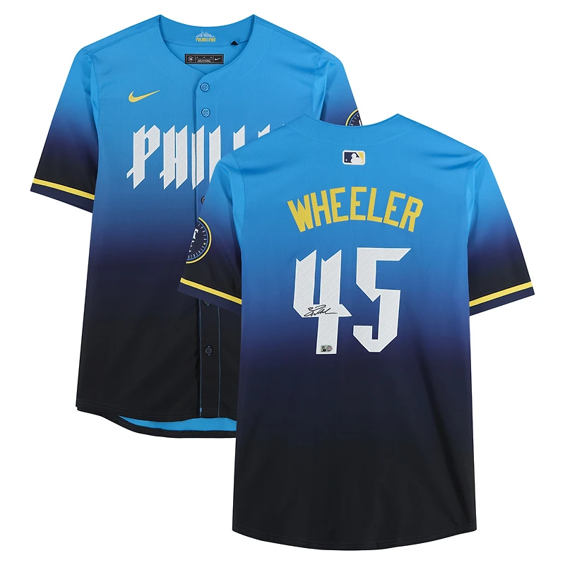 Maillot City Connect Limited bleu clair autographié par Zack Wheeler des Phillies de Philadelphie
