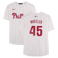 Maillot blanc Nike Limited autographié par Zack Wheeler des Phillies de Philadelphie avec inscription « Sing The Bell »