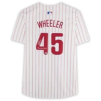 Maillot blanc Nike Limited autographié par Zack Wheeler des Phillies de Philadelphie avec inscription « Sing The Bell »