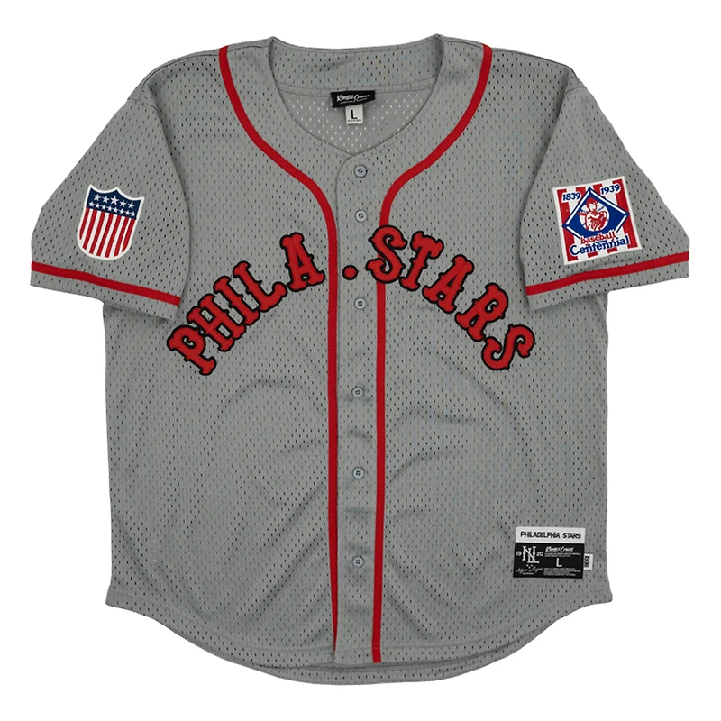 Men's Rings & Crwns #7 Gray Philadelphia Stars Mesh Button-Down Replica Jersey