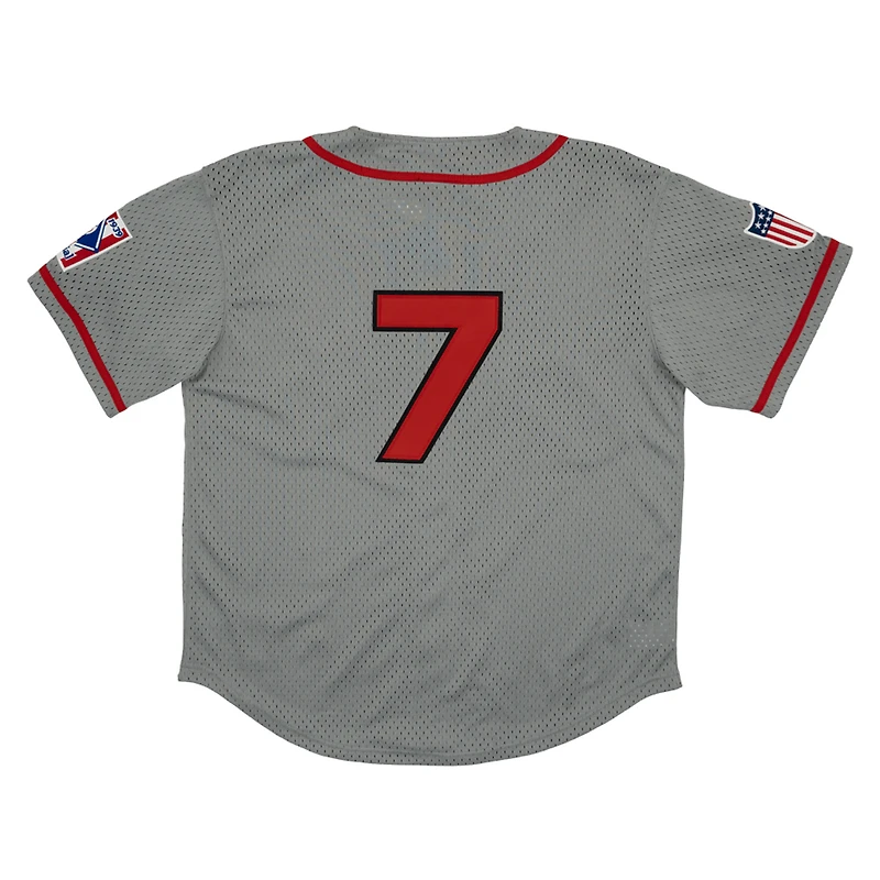 Men's Rings & Crwns #7 Gray Philadelphia Stars Mesh Button-Down Replica Jersey
