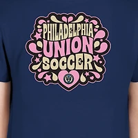 Girls Youth New Era Navy Philadelphia Union Bubble Heart T-Shirt