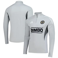 Haut d'entraînement à manches longues et quart de zip adidas Silver Philadelphia Union 2025 AEROREADY pour homme